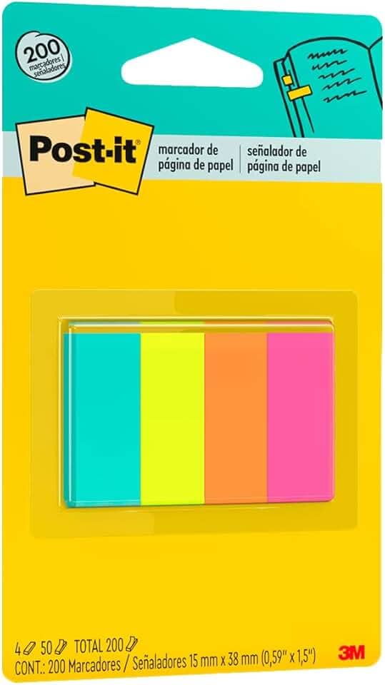 Post-it, 3M, Marcador de Página de Papel 38 mm x 15 mm - 4 Blocos