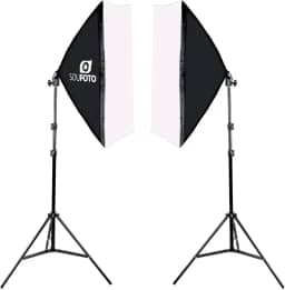 SOU FOTO Kit Softbox Duplo Profissional Iluminação Luz Continua para Fotografia e Video | 2x Softbox 50x70cm e 2x Tripés 2 metros | Modelo Duo