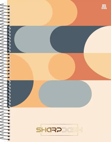Kit de Caderno, 10 Matérias, Capa Dura, Sharpdash Masculino com App Digital, 160 Folhas, Animativa, Pacote com 4 Unidades