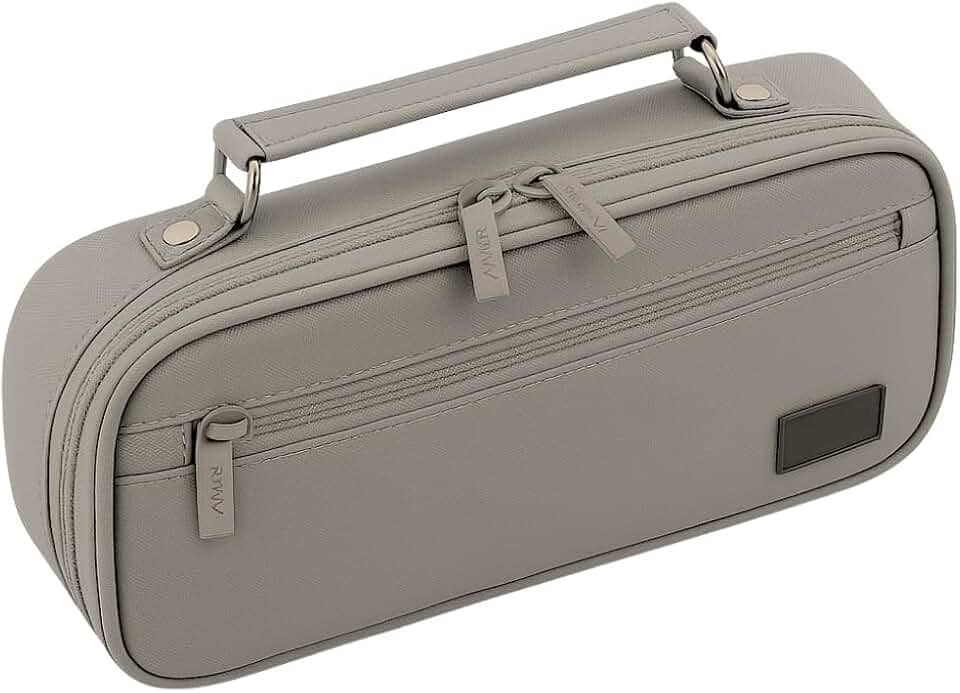 Estojo Escolar Box Grande Organizador com Divisórias e Alça - Estojo Necessaire Unissex Capacidade Ampla para Lápis, Canetas, Material Escolar Marca Calmfy (Cinza)