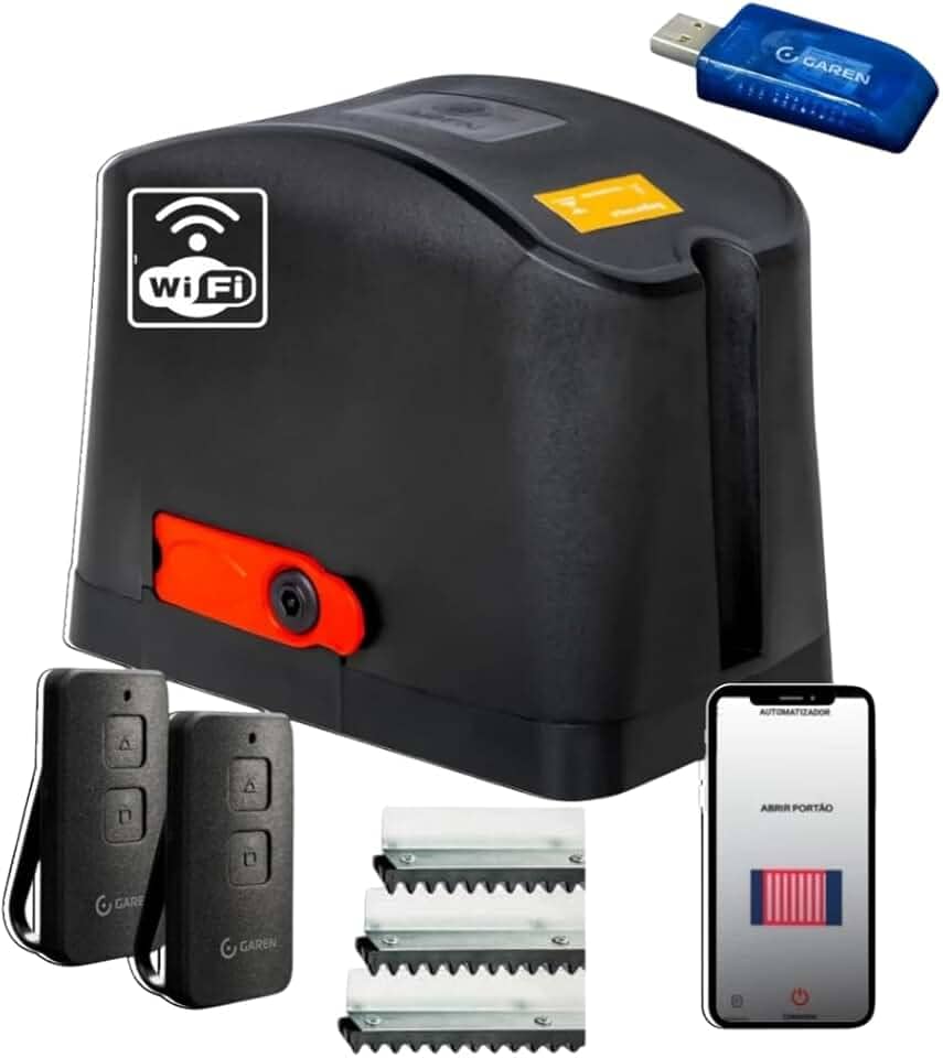 Motor de Portão Garen Fit Connect 220V com Wi-Fi App GSmart 4.0 e 3,5m de Cremalheira (6 Metros)
