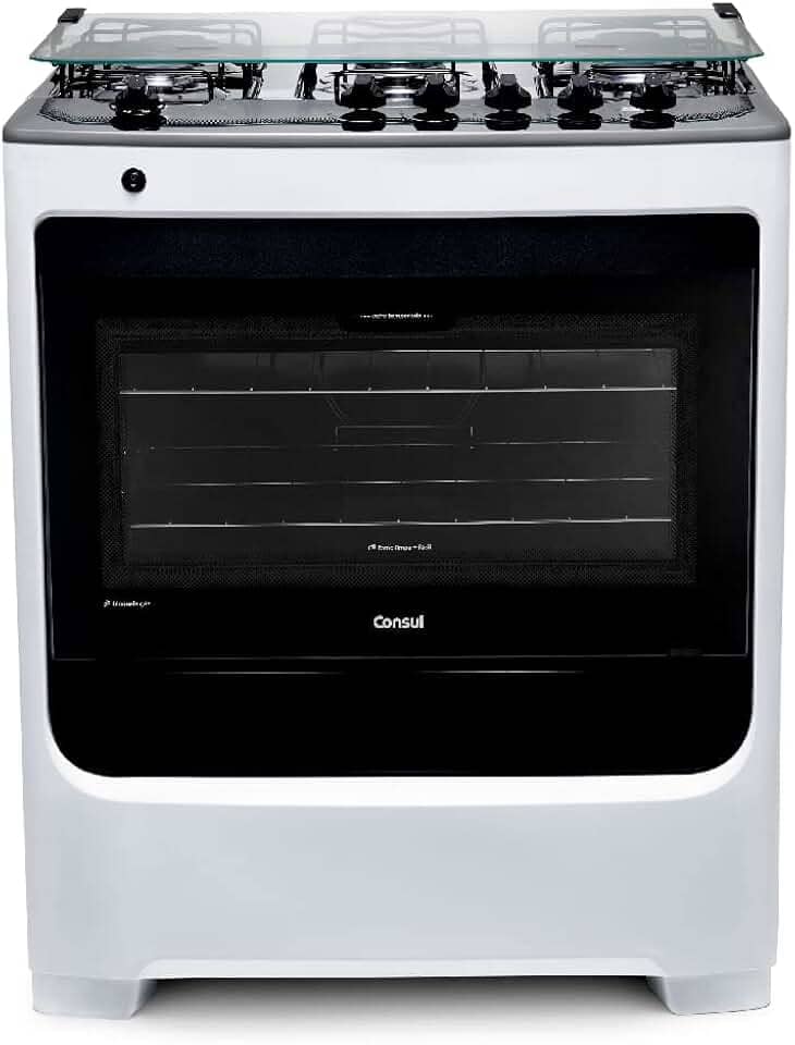 Fogão de Piso Consul 5 Bocas Branco com Acendimento Automático e Botões Removíveis - CFS5NAB BIVOLT