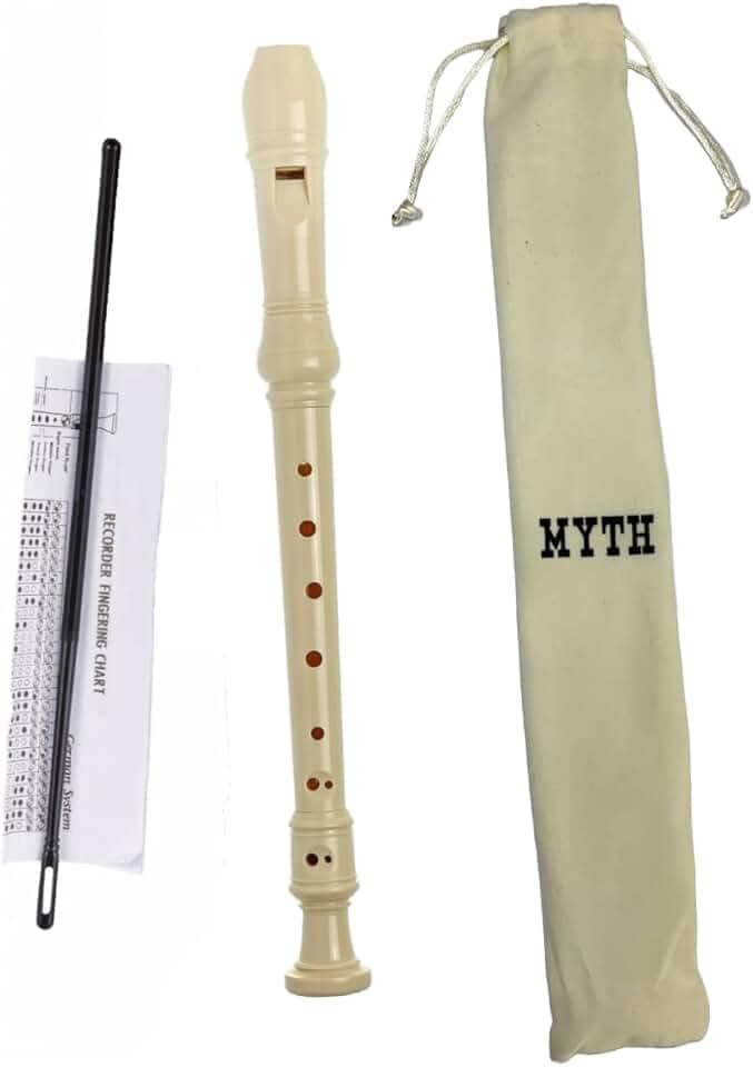 Zaidan’s Flauta Doce Soprano Germânica em Dó (C), ABS, 3 partes, bege, com bag e vareta de limpeza — indicada para estudantes e escolas