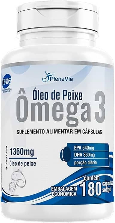 Floral Ervas do Brasil, Omega 3 1360mg DHA EPA 180 cápsulas Pote Econômico Óleo de Peixe