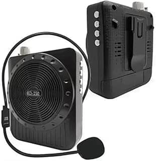 Amplificador de Voz Megafone Bluetooth KB-150 com Microfone de Cabeça, Rádio FM, Entrada USB/TF, Bateria Recarregável – Portátil, Ideal para Professores, Guias, Eventos (PRETO)
