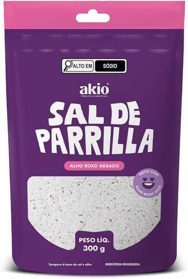Sal de Parrilla com Alho Roxo Assado 300g | Gourmet, Natural, Ideal para Carnes e Churrasco | Produto Brasileiro
