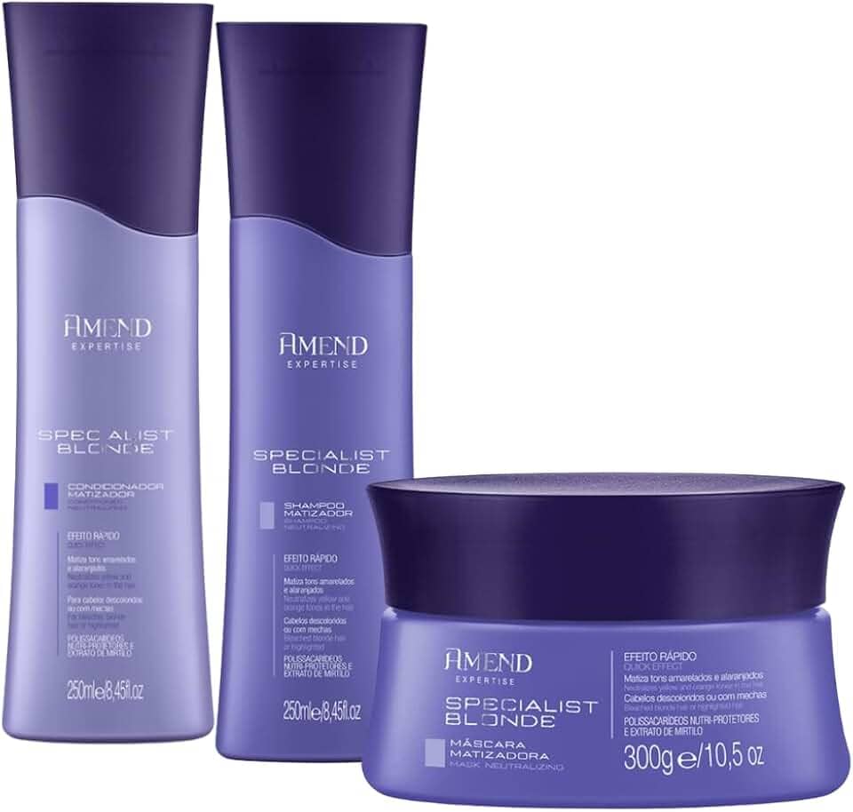 Kit Amend Shampoo + Condicionador + Máscara Capilar Amend Specialist Blonde Matizador - Cabelos Loiros, Descoloridos Ou com Mechas