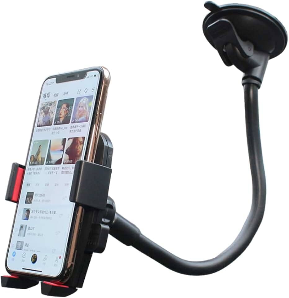Suporte Veicular para Celular com Ventosa, Trava Automática, Base Flexível e Rotação 360°, Instalação no Painel ou Para-brisa, Compatível com Diversos Smartphones