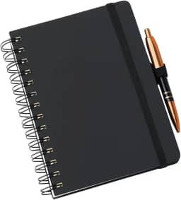 Caderneta Anotações Estilo Wire-o Pautada ou Sem Pauta Caderno Espiral A5 Capa Dura Escolar Trabalho Planejamento Diário (Preto- Pautada)