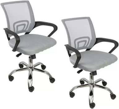 Kit 2 Cadeiras de Escritório Begonia Mesh Ergonômico Cinza