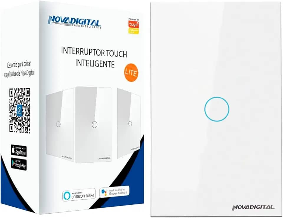 Interruptor Touch Led 1 Botão Lite Wi-fi Novadigital Smart Home Google Home Alexa Automação Residencial