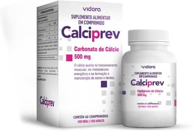 Calciprev - Carbonato de Cálcio 500mg - Saúde Óssea - 60 comprimidos