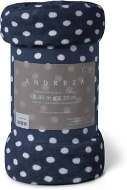 Manta Soft Poá Casal Dottie Antialérgica Macio Inverno 1,80m x 2,20m (Azul Marinho, Casal)