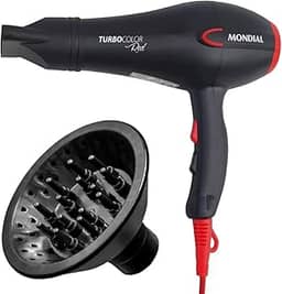 Secador De Cabelo Com Difusor Cachos Mondial Turbo Color Red 2000W - 220v