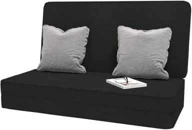 Sofá Cama Dobrável Casal 3 em 1 Tecido TNT Preto 176x116cm – Leve, Compacto(Casal)
