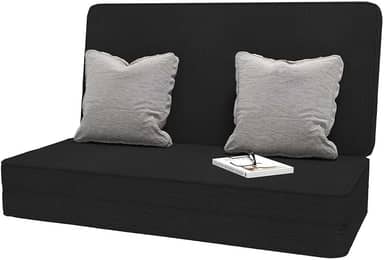 Sofá Cama Dobrável Casal 3 em 1 Tecido TNT Preto 176x116cm – Leve, Compacto(Casal)