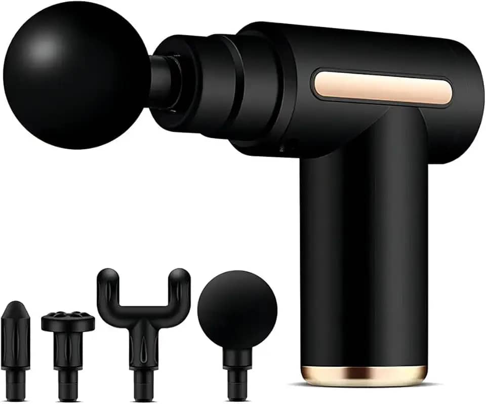 Massageador Elétrico Pistola Muscular Profissional Recarregável 4 Ponteiras Massagem Relaxante Alívio Dores Pós-Treino Miofascial Fitness Corpo Inteiro Esportivo Portátil Silencioso Premium