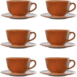 Oxford Conjunto De Xicaras Com Pires 200ml 06 Peças Unni Boho