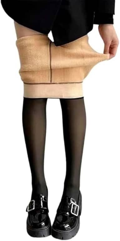 Meia Calça Térmica Translúcida Feminina Modeladora Inverno De Frio Lã Forrada Com Pelúcia Aveludada