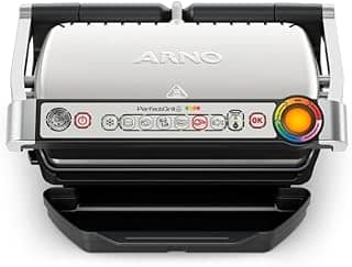 Grill Elétrico Arno Perfect Grill GP01, Inox, com 6 Programas, Função Descongelar e Medição Automática de Espessura, Antiaderente e Fácil de Limpar, 1830W, 110V