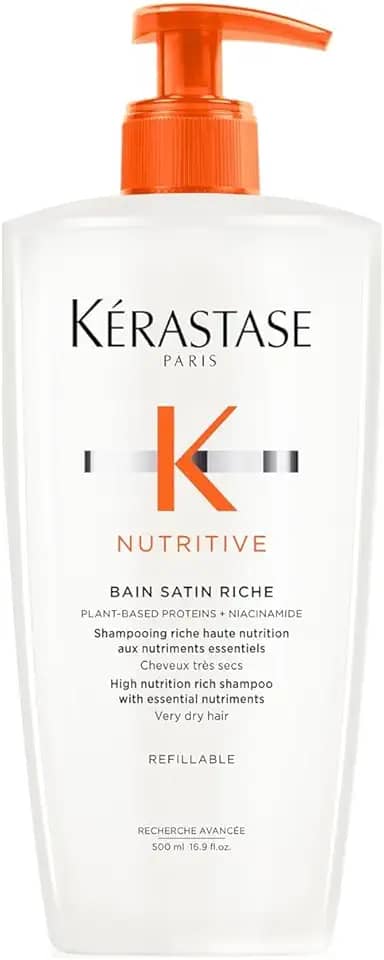 Kérastase | Shampoo Bain | Nutritive Satin Riche | Nutrição para cabelos muito secos | Hidratação | Brilho | Maciez | Niacinamida | Glicerina | Refilável | 500ml