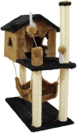 Arranhador Playground Casa Gato Brinquedo Sisal Marrom Claro
