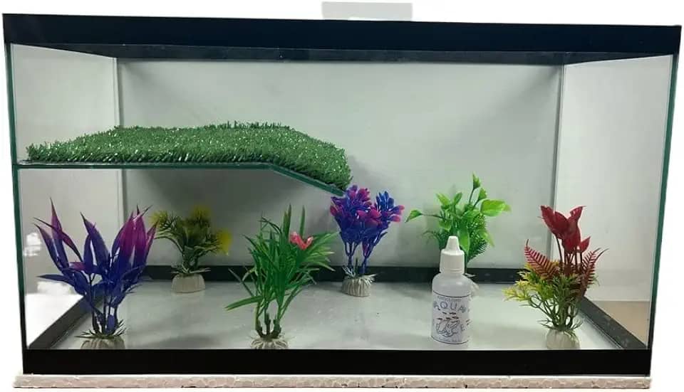 aquário para tartaruga 22 litros aquaterrario 45 * 20 * 25 (ENFEITADO)