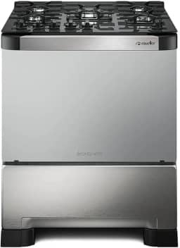 Fogão 5 Bocas Mueller Decorato Vetro Inox Bivolt com Mesa de Vidro