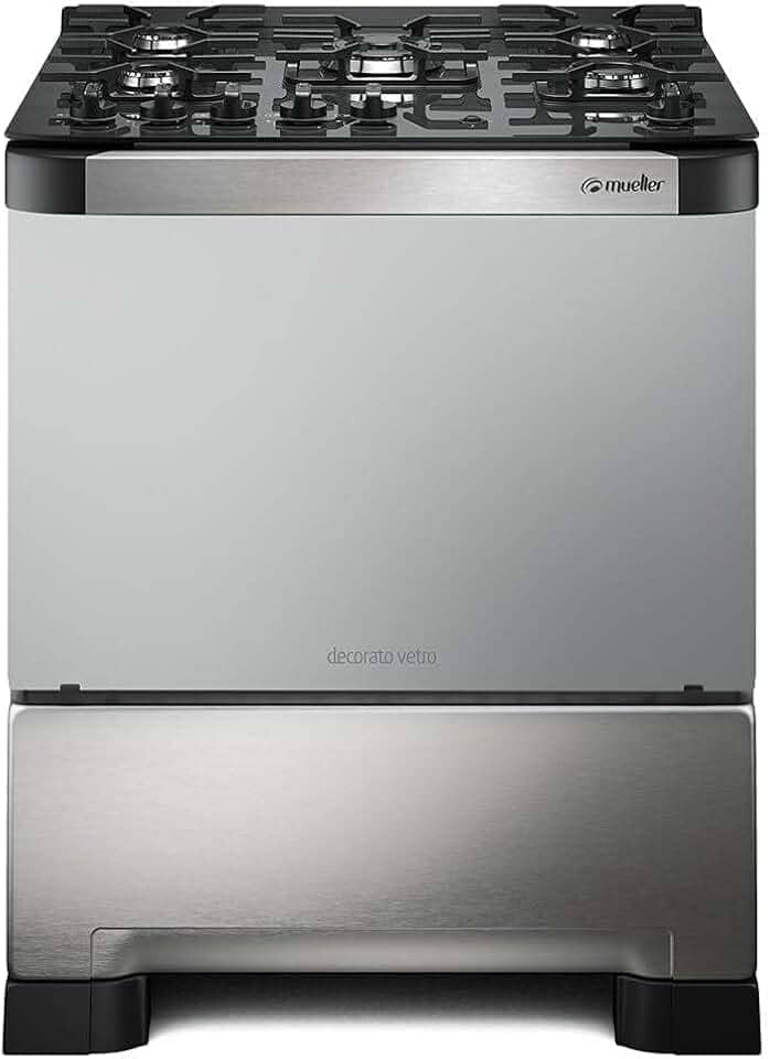 Fogão 5 Bocas Mueller Decorato Vetro Inox Bivolt com Mesa de Vidro