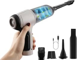 Aspirador de Pó Sem Fio Portátil 4 em 1 – Multifuncional, Leve, Potente e Recarregável para Casa e Carro (Branco) - Premium