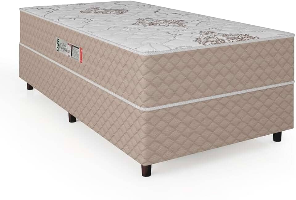 Cama Box Solteiro Conjugada Ortopédico Alpha Espuma 88x188x52cm Bege/Branco Hellen