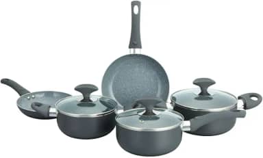 Conjunto 5 Panelas Cerâmica Casa do Chef Tampa de Vidro Cinza