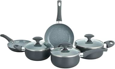 Conjunto 5 Panelas Cerâmica Casa do Chef Tampa de Vidro Cinza