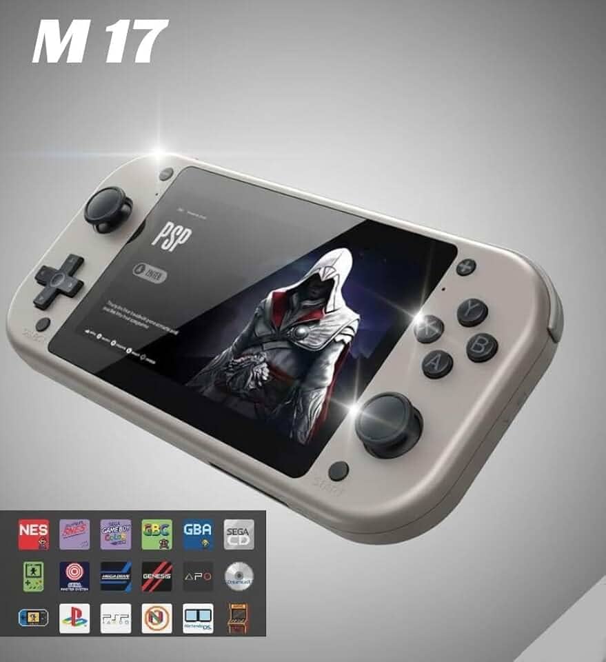 Console de jogo M17-64G e 128G, portátil com 20.000 jogos integrados, console de jogo retrô, tela de 4,3 polegadas, videogame portátil