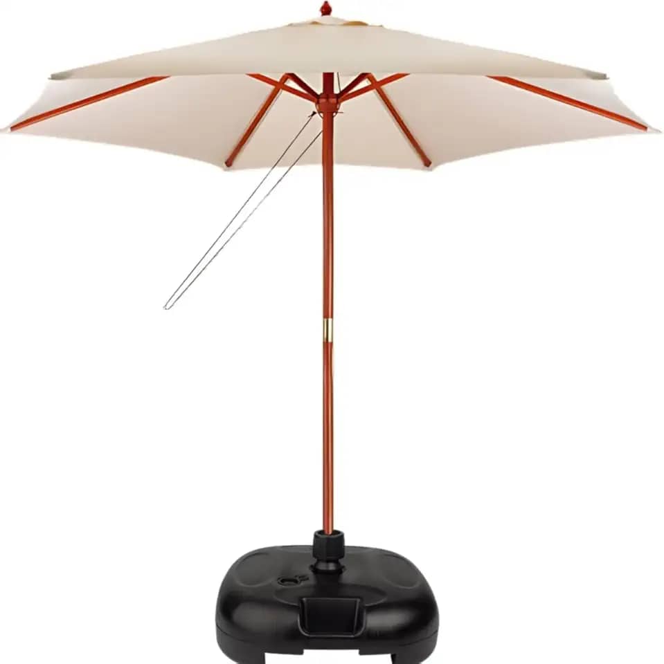 Ombrelone Central Redondo 2,40 Metros Madeira Guarda Sol Piscina + base Movel