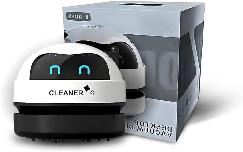 Robô Mini Aspirador de Mesa Recarregável USB 1000Pa – Limpeza Silenciosa e Portátil com 2 Bocais e Escova – Ideal para Escritório, Casa e Viagem