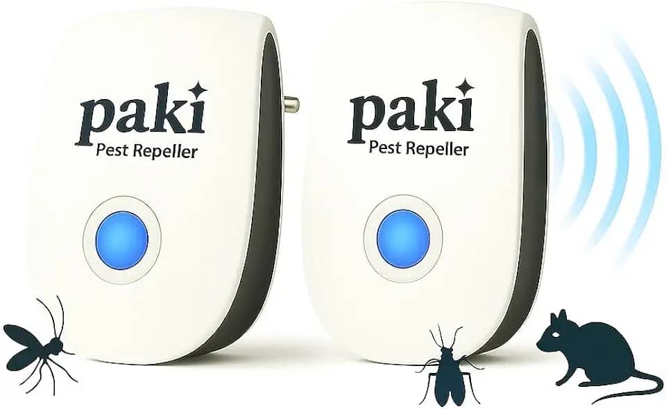 Kit 2 Repelentes Ultrassônicos de Tomada Paki Anti Insetos Aparelho Sem Cheiro Silencioso Seguro para Pets Plug Brasil Bivolt Elétrico