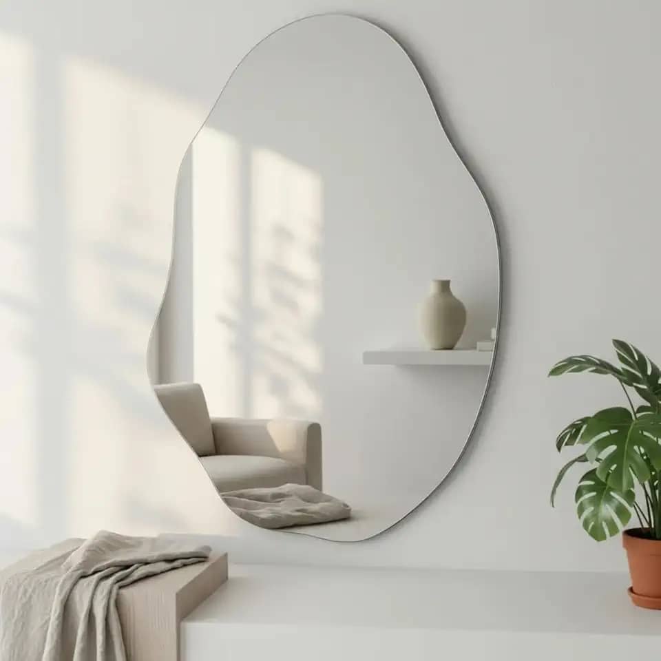 Espelho Orgânico Lapidado Vênus 70x50 Com Suporte Decoração Banheiro Quarto Sala