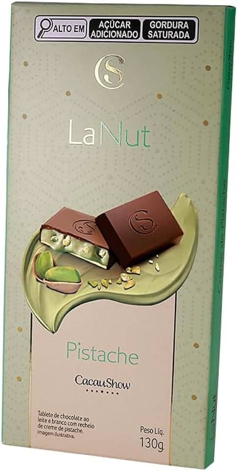 Tablete De Pistache Cacau Show Barra Lanut 130g Recheada