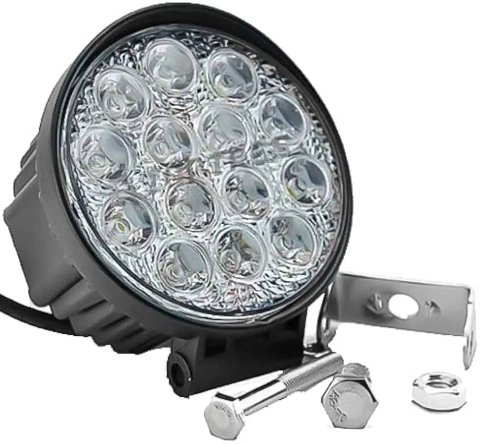 Farol De Milha Redondo 14 Leds 42w Automotivo Ultra Led 10/30V Veiculo, Moto Carro Caminhão Pickup Off Road - Não é modelo Slim