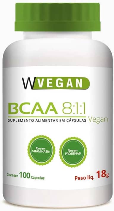 W Vegan BCAA Vegan 100 Cápsulas, Sem cor