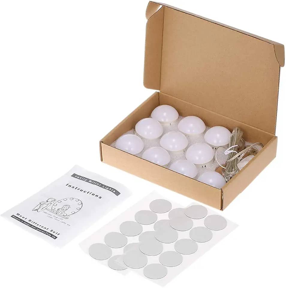 Andoer Kit de 10 luzes LED para espelho de maquiagem com lâmpadas reguláveis ​​Faixa de luminária para penteadeira de maquiagem definida na porta USB do camarim