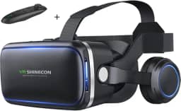 Thecoopidea Headset VR Compatível com Smartphone (3,4'-6,3') - Óculos de Realidade Virtual com Fone de Ouvido e Controlador para Jogos e Filmes - Azul