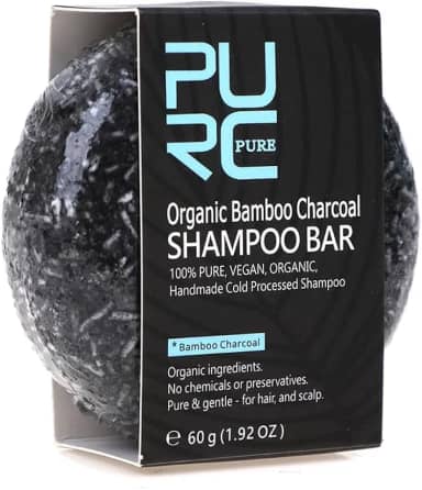 Shampoo de Bambu e Carvão Vegetal PURE, Escurece Cabelo e Barba, Promove Crescimento Saudável, Para Cabelos Secos e Danificados, Embalagem com 2 Unidades