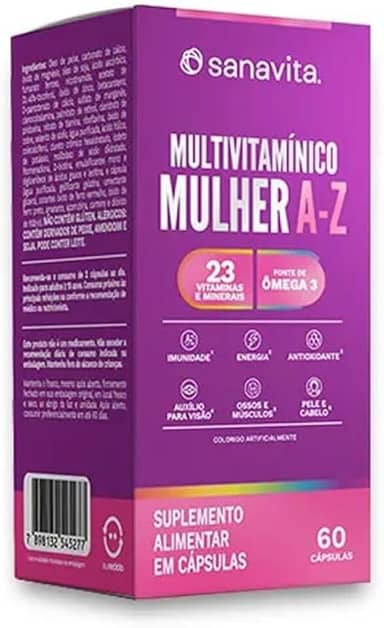 Sanavita Multivitamínico A-Z com Ômega 3 - Suporte Nutricional Completo - 60 Cápsulas