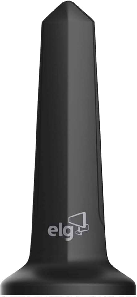 ELG, HDTV3000, Antena Digital Interna Shark, Compatível com Sinal Analógico e Digital 4K HDR, Cabo de 3m, Ganho de 5dB, Alcance 30Km, Preto