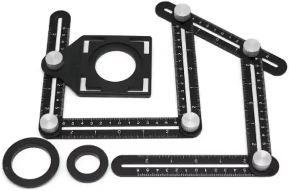 Régua De Alumínio Dobrável De Medição Multi Ângulo./Marcador Para Dois Furos Régua Multi Ângulo Obra Pedreiro ferramenta profissional de piso de madeira, régua de medição