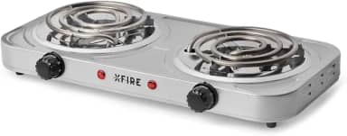 XFIRE Fogareiro Elétrico Portátil Duplo 2 Bocas 2000 Watts Xfire 220V (Prateado)