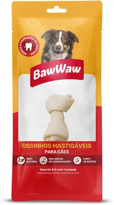 Osso Nó Baw Waw para cães nº 3/4 com 1 unidade
