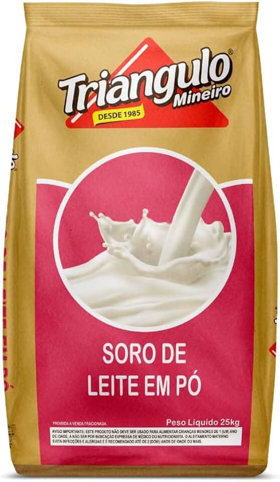 Soro de Leite em Pó Desmineralizado em 40% Pacote de 25kg, Triângulo.
